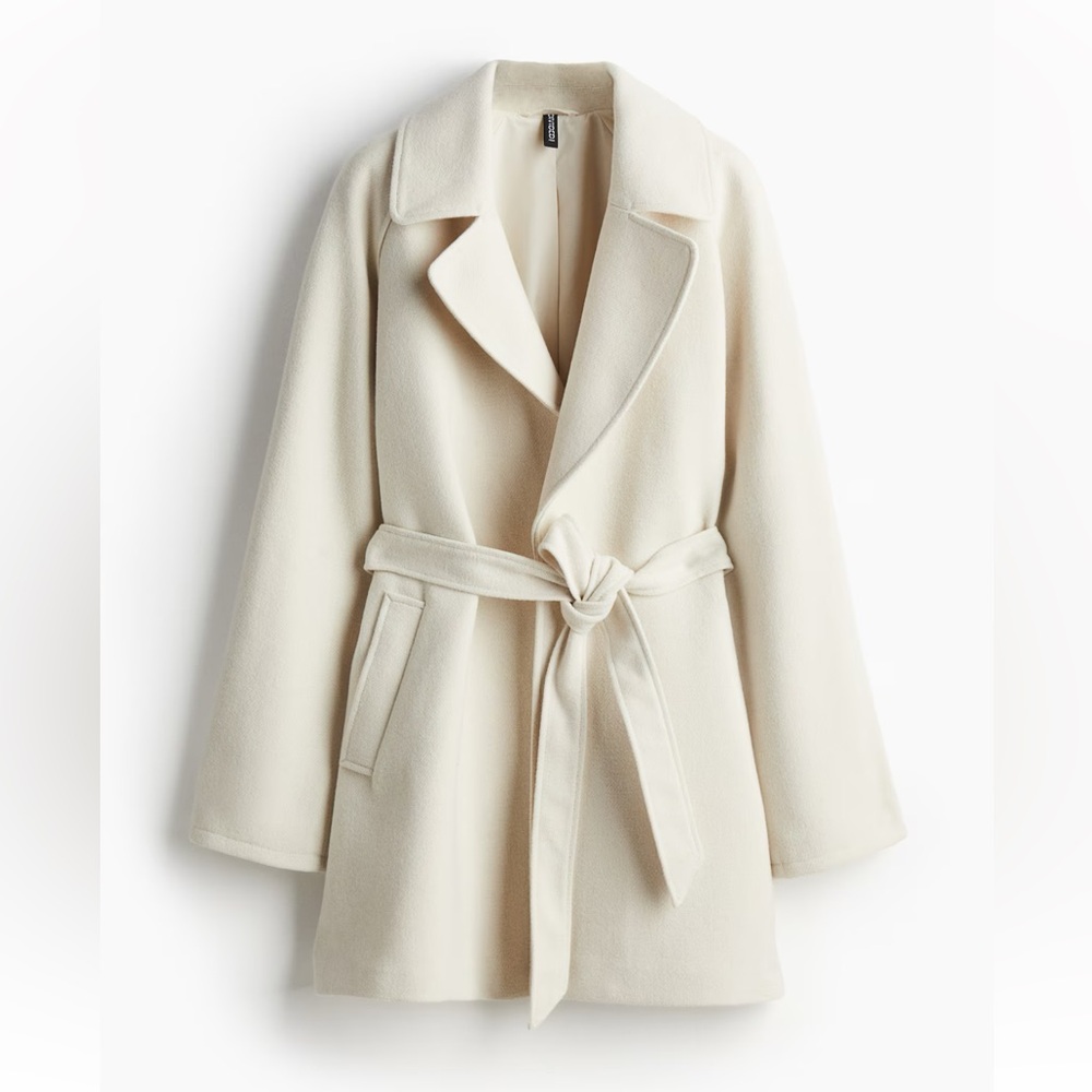 Elegant Cream Belted Coat